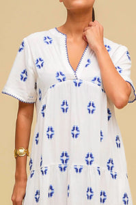 Aspiga India Dress in White/Blue