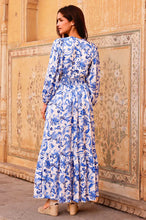 Load image into Gallery viewer, Aspiga Annie Hammered Satin Dress in Cream/Blue
