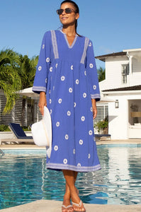 Aspiga Enola Organic Cotton Dress in Dazzling Blue/White