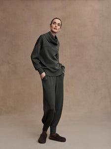 Varley Priya Longline Sweater in Olive Marl