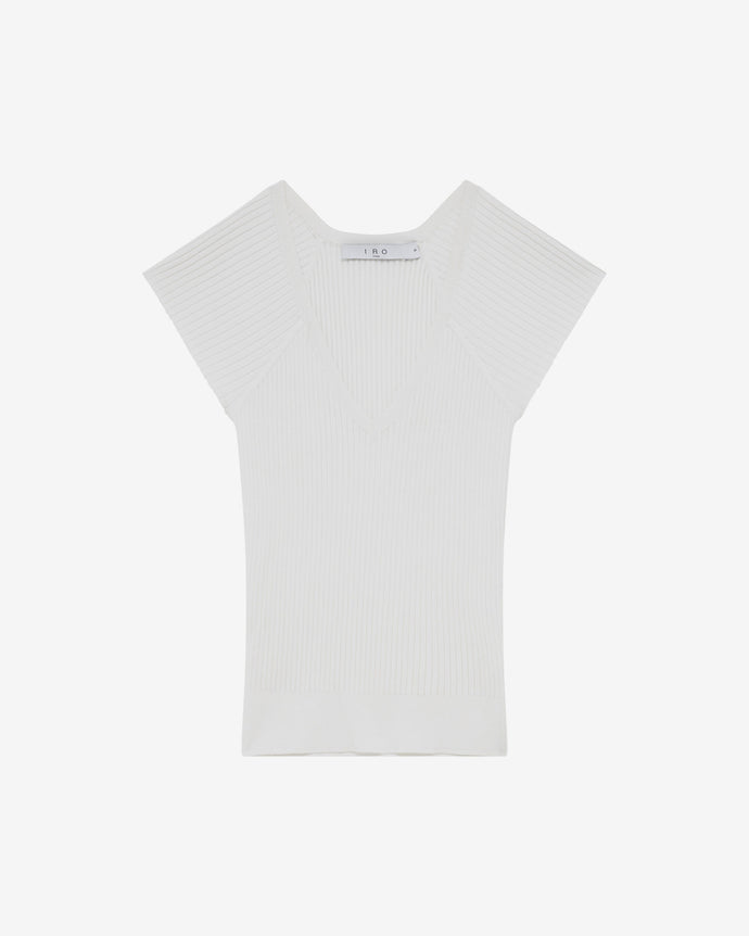 IRO Theanne Ribbed Short-Sleeved Sweater