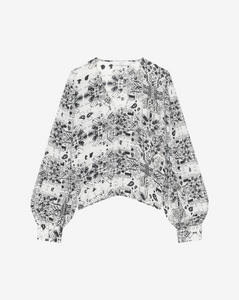 IRO Abgral Printed V-Neck Top With Cutouts