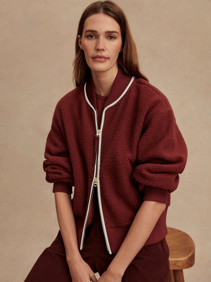 Varley Hansley Fleece Jacket in New Maroon