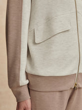 Load image into Gallery viewer, Varley Garcia 2-Tone Zip Through Sweater in Ivory Marl/Taupe Marl
