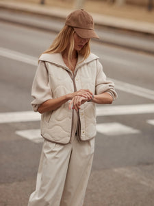 Varley Lori Reversible Gilet in Ash Taupe/ Birch