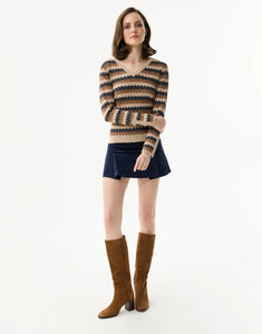 Leo & Ugo V-Sweater Navy/Beige