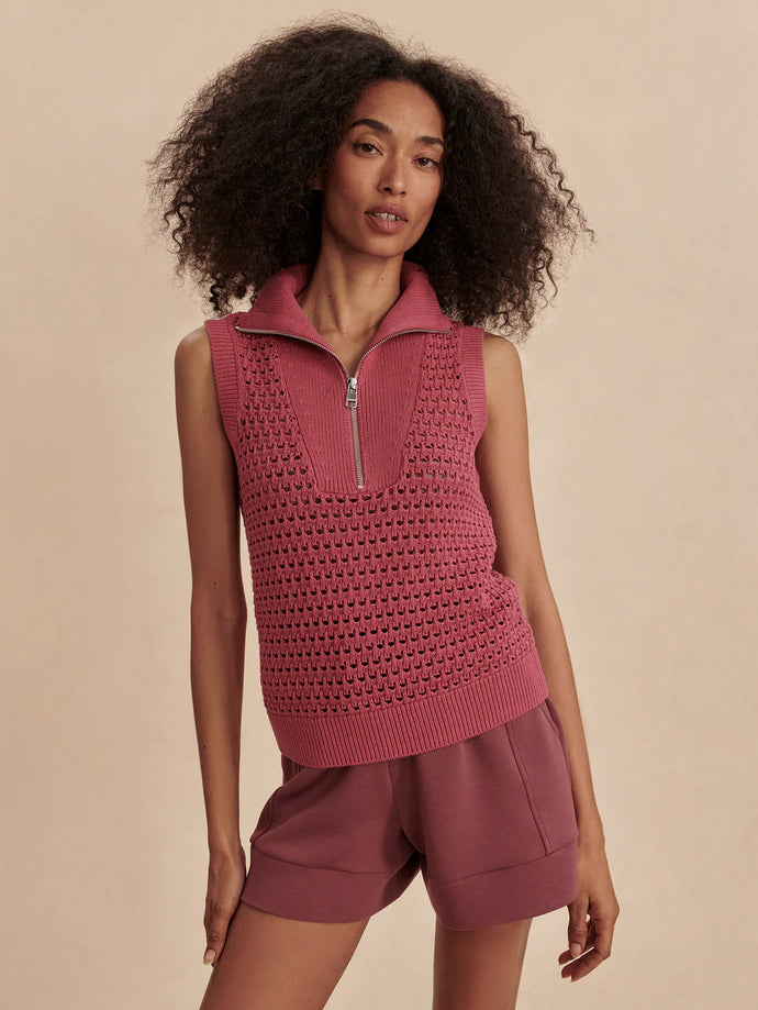 Varley Bains Half-Zip Tank in Rose Wine