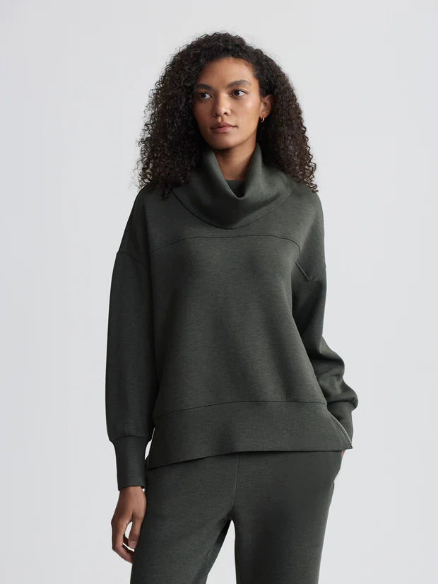 Varley Priya Longline Sweater in Olive Marl