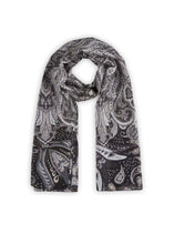 Load image into Gallery viewer, Codello Silk Ponge Paisley Print Scarf in Grey
