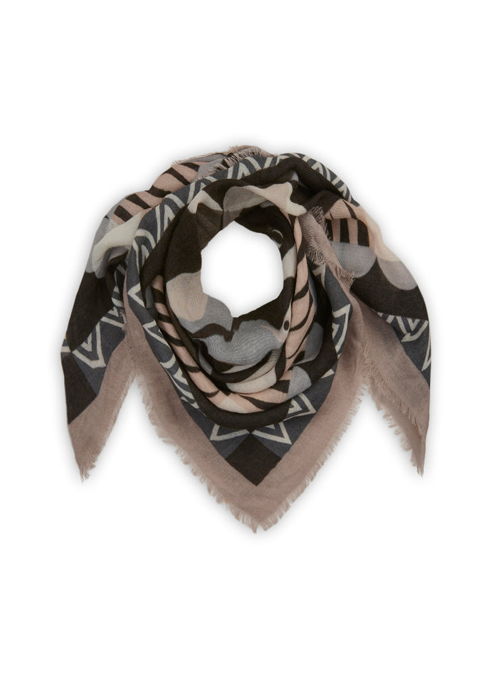 Codello Graphic Mix Square Printed Scarf in Grey