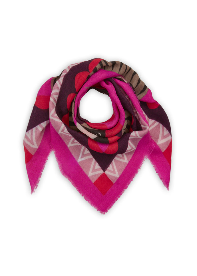 Codello Graphic Mix Square Printed Scarf in Pink