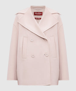 MaxMara Spadino Wool Pea Coat in Stone