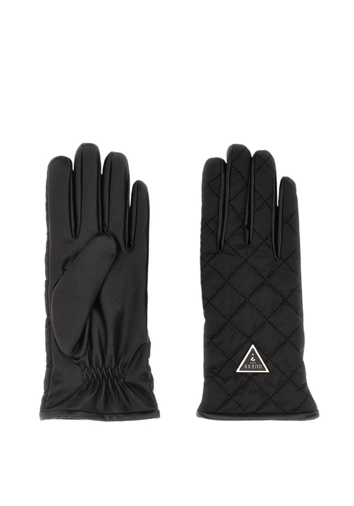 Guess Quilted/Leather Gloves in Black