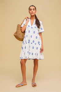 Aspiga India Dress in White/Blue