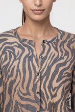 Load image into Gallery viewer, Monari Knitted Cardigan with Zebra Pattern in Brown Sugar
