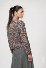 Load image into Gallery viewer, Monari Knitted Cardigan with Zebra Pattern in Brown Sugar
