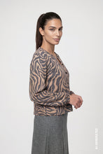Load image into Gallery viewer, Monari Knitted Cardigan with Zebra Pattern in Brown Sugar

