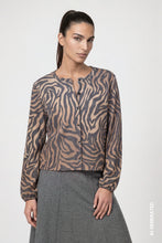 Load image into Gallery viewer, Monari Knitted Cardigan with Zebra Pattern in Brown Sugar

