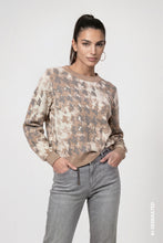 Load image into Gallery viewer, Monari Knitted Jumper with Houndstooth Jacquard Pattern

