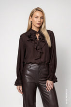 Load image into Gallery viewer, Monari Blouse with Flounces in Coffee Blouse
