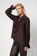 Load image into Gallery viewer, Monari Blouse with Flounces in Coffee Blouse
