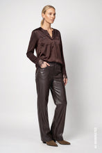 Load image into Gallery viewer, Monari Blouse with Lace Trim in Coffee Blouse
