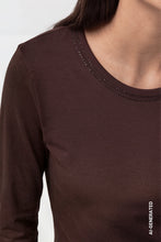 Load image into Gallery viewer, Monari Long Sleeve Shirt with Rhinestone Details in Black Coffee
