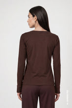 Load image into Gallery viewer, Monari Long Sleeve Shirt with Rhinestone Details in Black Coffee
