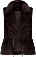 Load image into Gallery viewer, Monari Faux Fur Gilet Jacket in Black Coffee
