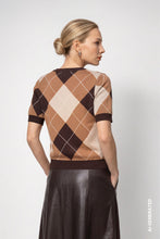 Load image into Gallery viewer, Monari Diamond Patterned Jumper in Black Coffee Pattern
