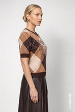 Load image into Gallery viewer, Monari Diamond Patterned Jumper in Black Coffee Pattern
