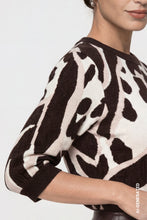 Load image into Gallery viewer, Monari Knitted Jumper with Leopard Pattern in Coffee Black
