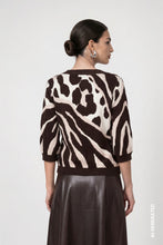 Load image into Gallery viewer, Monari Knitted Jumper with Leopard Pattern in Coffee Black
