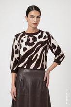 Load image into Gallery viewer, Monari Knitted Jumper with Leopard Pattern in Coffee Black
