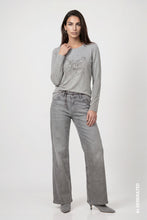 Load image into Gallery viewer, Monari T-Shirt with Decorative Lettering in Light Grey Melange

