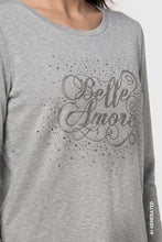 Load image into Gallery viewer, Monari T-Shirt with Decorative Lettering in Light Grey Melange
