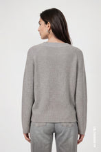 Load image into Gallery viewer, Monari Knitted Jumper with Double Collar in Light Grey
