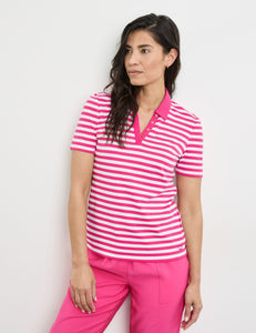 Gerry Weber Polo T-Shirt in Pink Stripe