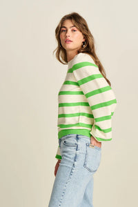 Pom Striped Pullover in Green