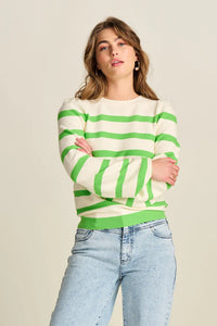 Pom Striped Pullover in Green