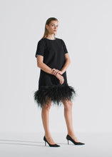 Load and play video in Gallery viewer, Riani Dress with Feather Hem in Black
