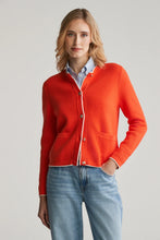 Load image into Gallery viewer, Gant Knitted Cotton Jacket in Orange Red
