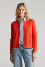 Load image into Gallery viewer, Gant Knitted Cotton Jacket in Orange Red
