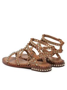 Ash Precious Texture Studded Flat Sandals in Cinnamon