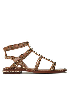 Ash Precious Texture Studded Flat Sandals in Cinnamon