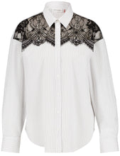 Load image into Gallery viewer, GERRY WEBER Shirt Blouse with a Semi-Sheer Lace Trim
