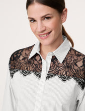 Load image into Gallery viewer, GERRY WEBER Shirt Blouse with a Semi-Sheer Lace Trim
