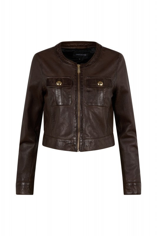 Oakwood Susan Genuine Leather Jacket in Chocolate