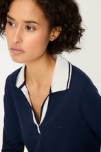 Load image into Gallery viewer, Olsen Polo Shirt with3/4 Sleeves in Navy
