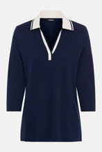 Load image into Gallery viewer, Olsen Polo Shirt with3/4 Sleeves in Navy
